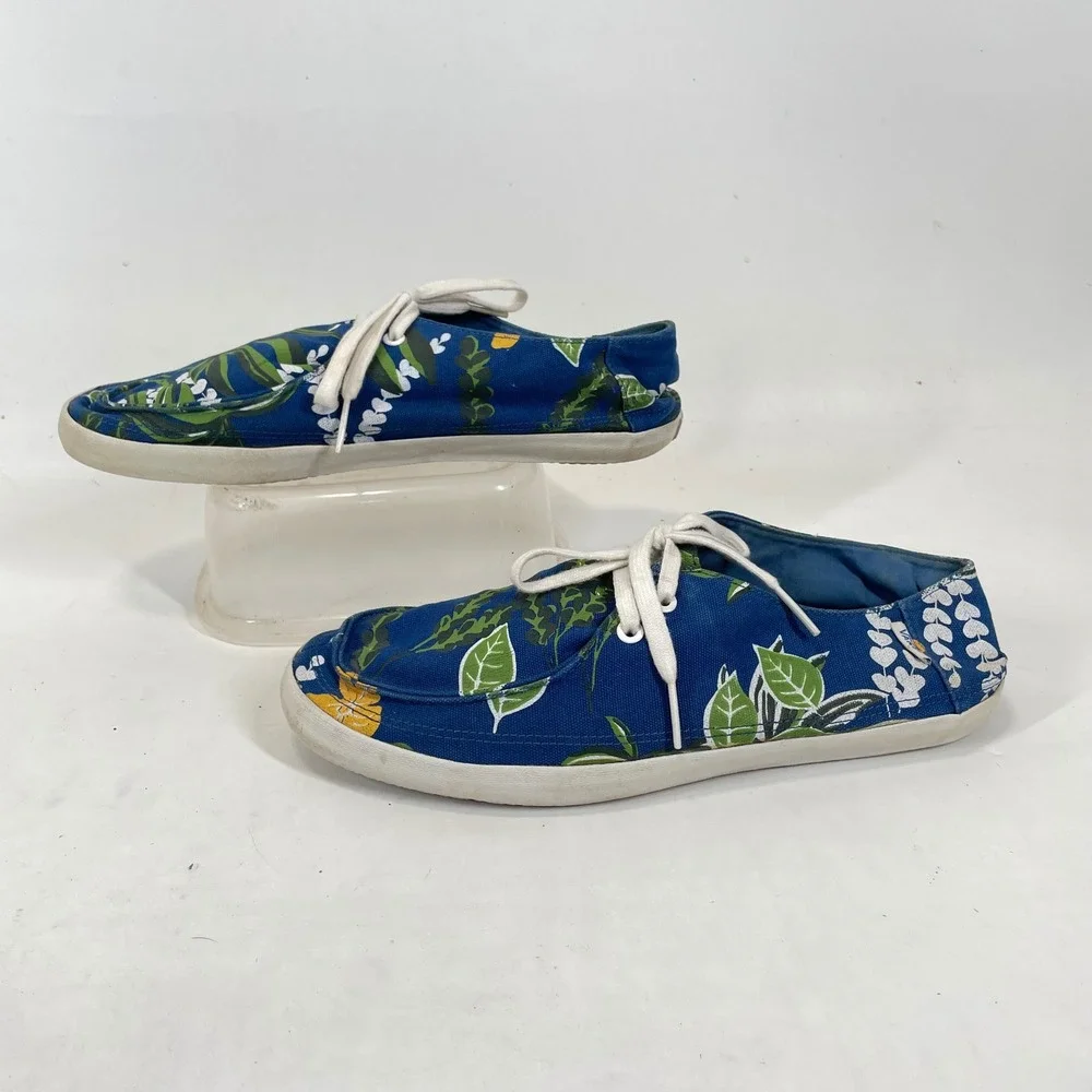 Vans Rata Vulc SF Mens 11.5 Blue Tropical Floral Surf Boat Shoes VN-0JXM5F6